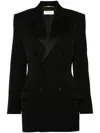 Saint Laurent Black Double-breasted Jacket With Peak Revers And Double Vent On The Rear In Wool Woman In Black