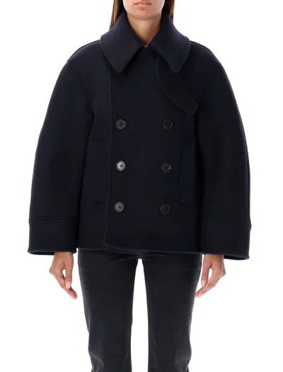 Saint Laurent Women's Double-breasted Peacoat In Marine Blue
