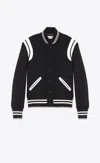 Saint Laurent Teddy Leather-trimmed Recycled Wool-blend Bomber Jacket In Multicolor