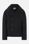Saint Laurent Black Double-breasted Coat With Classic Wide Revers In Wool Woman In Black
