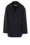 Saint Laurent Virgin Wool Double-breasted Peacoat In Black