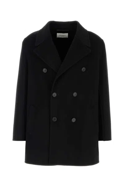 Saint Laurent Coats In Black