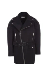 Saint Laurent Zip-up Belted Coat In Black