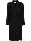 Saint Laurent Silk Trench Coat In Black