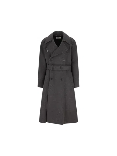 Saint Laurent Coats In Gray