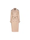 Saint Laurent Double-breasted Belted Coat In M/beige