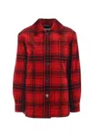 Saint Laurent Tartan Jacket In Velvet In Red
