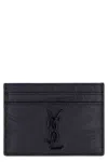 Saint Laurent Cassandre Croc-embossed Leather Cardholder In Black