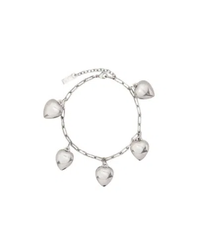 Saint Laurent Coeur Chain Bracelet In White