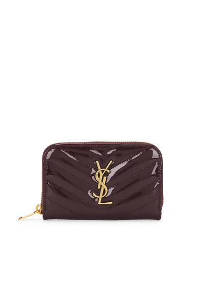 Saint Laurent Coin Card Wallet In Dark Red Wine