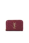 Saint Laurent Coin Card Wallet In New Dark Bordeaux