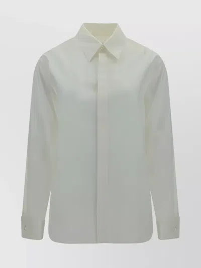 Saint Laurent Collar Long Sleeves Monochrome Pattern Regular Fit Shirt In Neutral