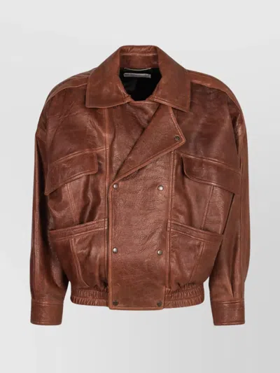 SAINT LAURENT COLLARED BOMBER JACKET FEATURING ELASTICATED HEM