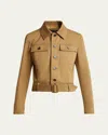 Saint Laurent Collared Button Down Belted Jacket In Gold