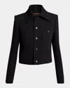 Saint Laurent Collared Button Down Wool Jacket In Noir