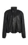 Saint Laurent Collared Leather Jacket In Black