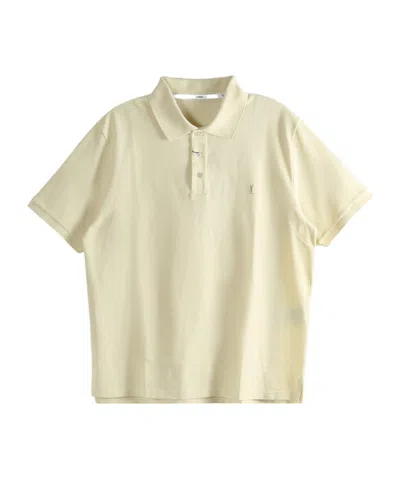 Saint Laurent Collared Short-sleeved Polo Shirt In Neutral