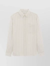 SAINT LAURENT COLLARED STRIPED SHIRT WITH CHEST POCKET