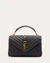 Saint Laurent College Medium Flap Ysl Shoulder Bag In Quilted Leather