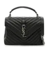 Saint Laurent College Medium Leather Shoulder Bag In Black