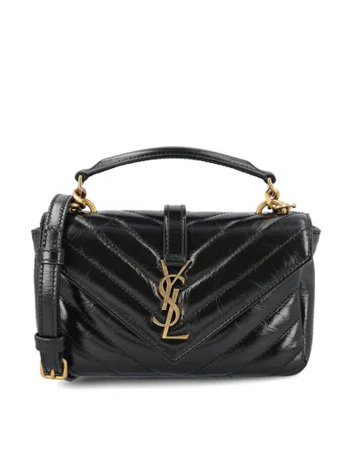 Saint Laurent College Mini Chain Bag In Nero