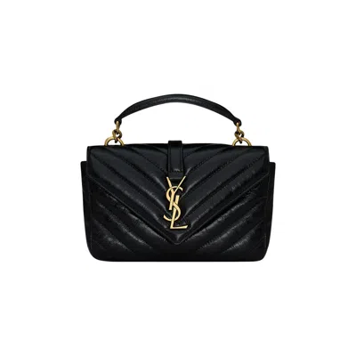 Pre-owned Saint Laurent College Mini Chain Bag 'noir' In Black