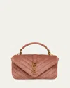 Saint Laurent College Mini Chain Shoulder Bag In Suede In Barely Pink Bare Pi