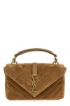 Saint Laurent College Mini Suede Cross-body Bag In Brown