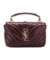 Saint Laurent College Mini In Shiny Leather In Hot Wine