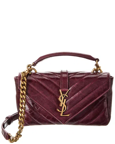 Saint Laurent College Mini Leather Shoulder Bag In Red