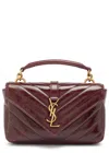 Saint Laurent College Mini Patent Leather Cross-body Bag In Burgundy