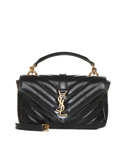 Saint Laurent College Mini Quilted Leather Bag In Black