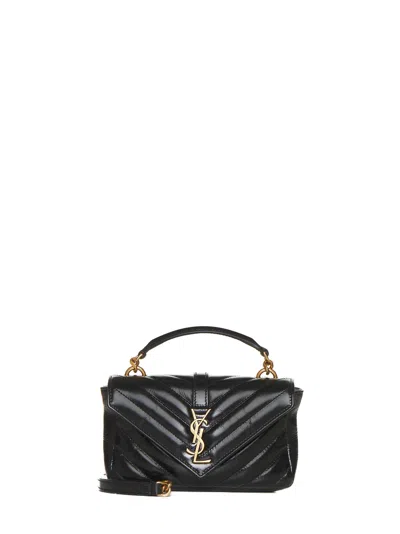 Saint Laurent College Mini Quilted Leather Bag In Black
