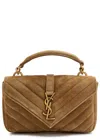 Saint Laurent College Mini Suede Cross-body Bag In Brown