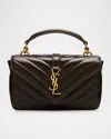 Saint Laurent College Mini Ysl Quilted Crossbody Bag In Light Musk