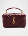 Saint Laurent College Mini Ysl Quilted Crossbody Bag In Rouge Cabernet