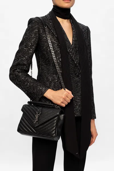 Saint Laurent College Medium Shoulder Bag In Black