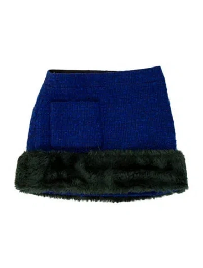 Pre-owned Saint Laurent Colorblock Pattern Mini Skirt In Blue