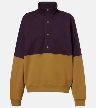 Saint Laurent Colorblocked Cotton Fleece Sweatshirt In Brown