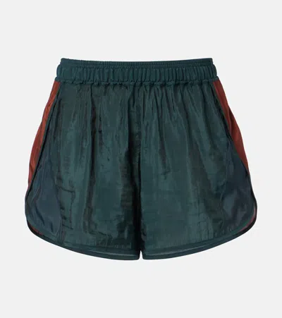 Saint Laurent Colorblocked Taffeta Shorts In Green