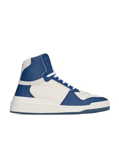Saint Laurent Colour-block High-top Sneakers In White