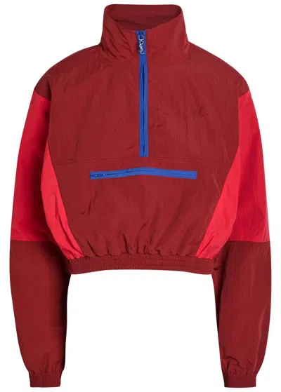 Saint Laurent Colour-blocked Shell Cropped Jacket In Red