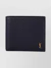 Saint Laurent Compact Cassandre East West Leather Wallet In Blue
