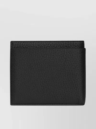 Saint Laurent Compact Hammered Leather Wallet With Coin Purse In Black