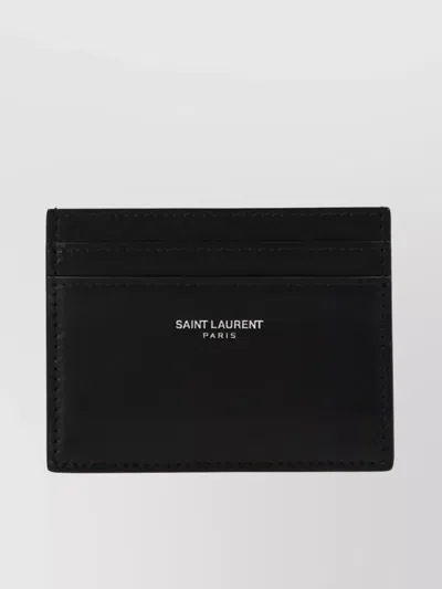 Saint Laurent Compact Logo Card Holder In Black