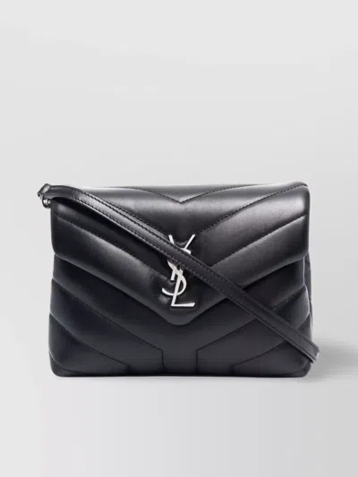 Saint Laurent Compact Quilted Bag With Detachable Chain Strap In Black