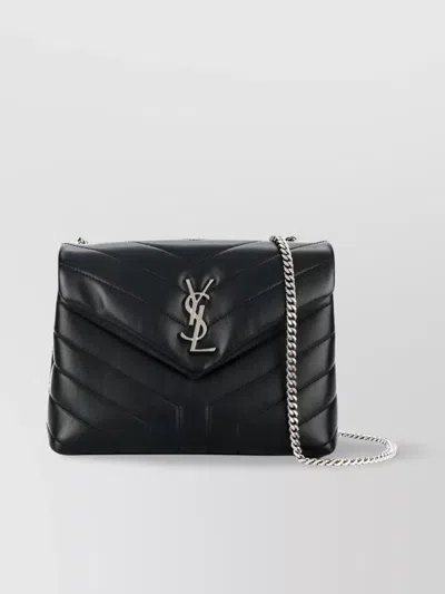 Saint Laurent Compact Quilted Chain Bag In Black