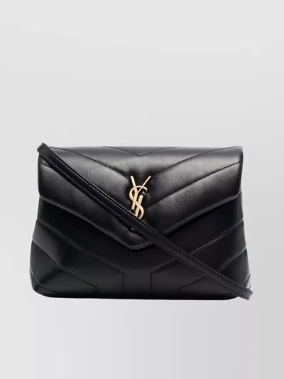 Saint Laurent Compact Quilted Chain Bag In Black