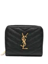 Saint Laurent Cassandre Quilted Leather Zip-around Wallet In Black