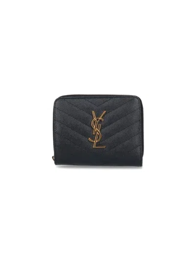 Saint Laurent Compact Zip "cassandre" Wallet – Black